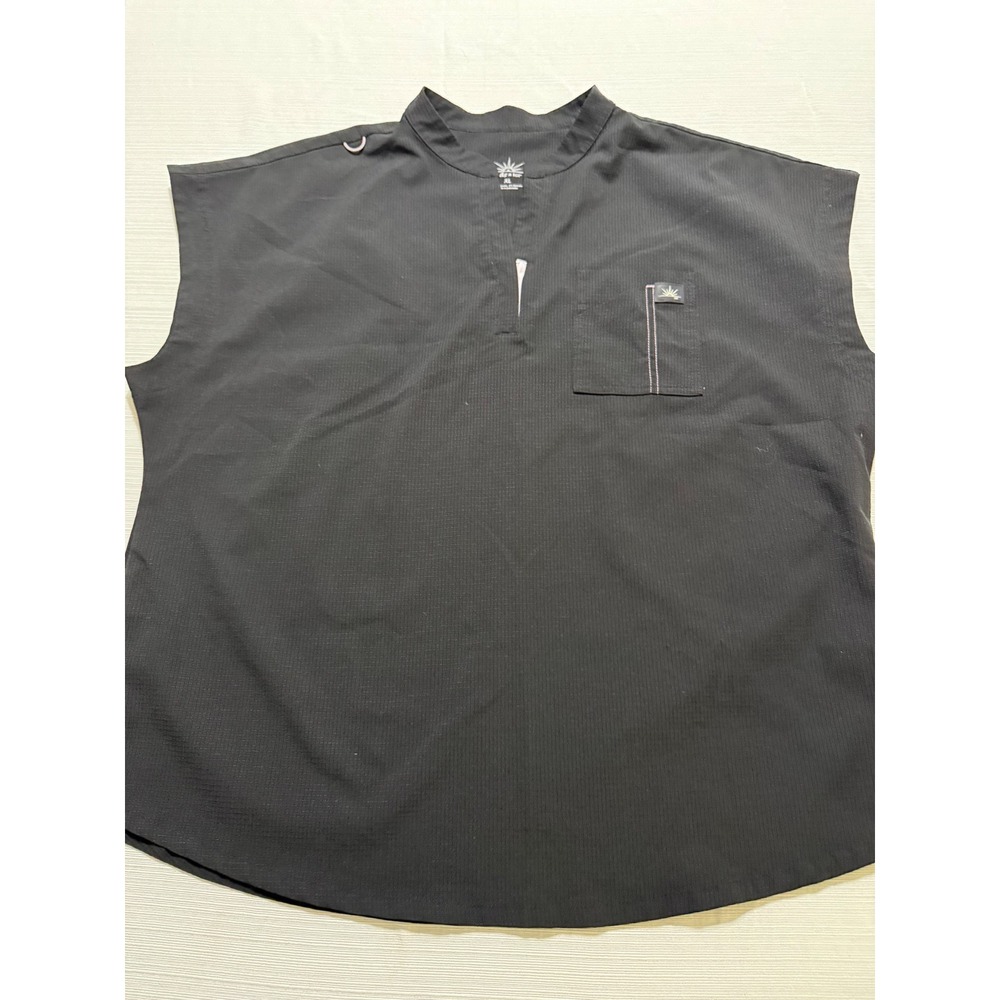 Solis x Koi Black Scrub Top XL Sleeveless Split Neck Ripstop Medical Uniform